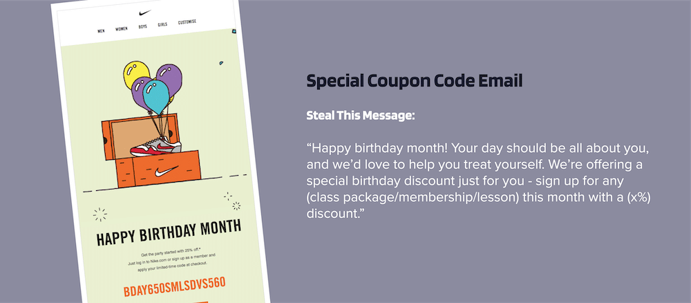 Upper hand – client birthday email campaign