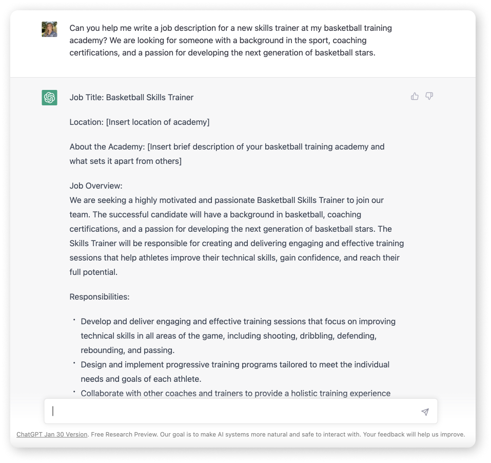 – upper hand Upper hand – ask chatgpt to help you write a job posting for a new skills coach.