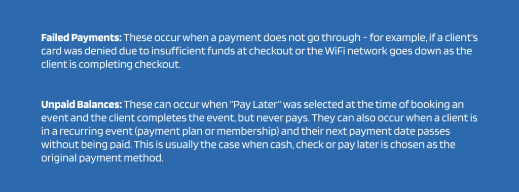 – upper hand Upper hand – failed payments vs unpaid balances