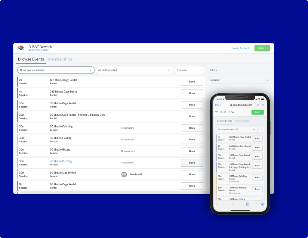 Desktop and mobile client booking options with Upper Hand