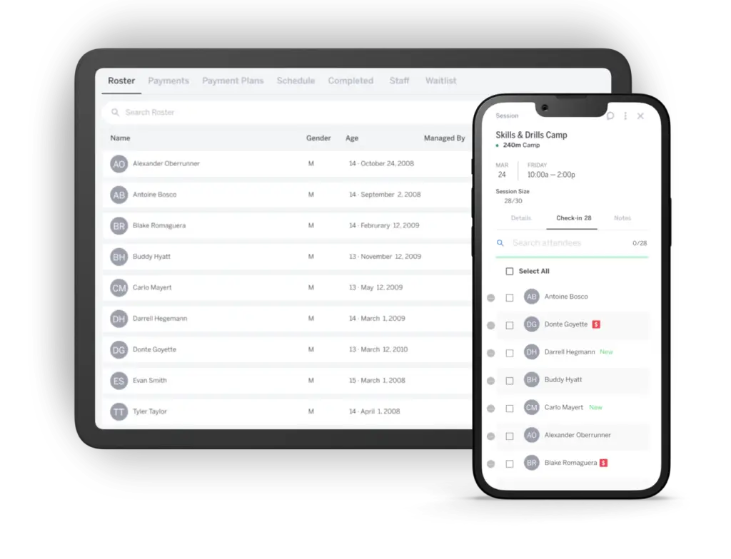 Scheduling & registration mockup 1 – upper hand – upper hand Upper hand – upper hand – image of a user-friendly sports team management app interface showcasing features such as scheduling, player tracking, and communication tools, ideal for coaches and team managers seeking efficient organization and team coordination. "