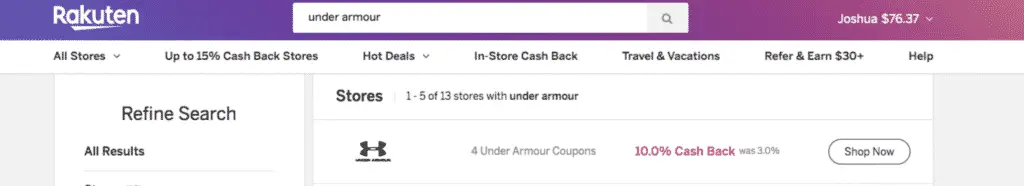 Upper hand – sports fitness cash back